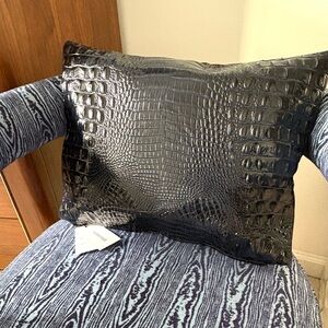 Brahmin Ink Black Crocodile Leather Accent Pillow NEW with tags